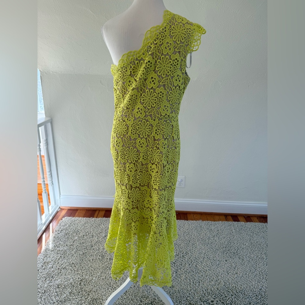 Karen Millen Vibrant Yellow One-Shoulder Lace Prom/Formal Dress Size 10 NWT - Picture 5 of 13